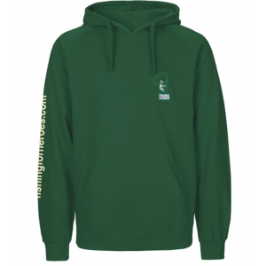 Front view of Hoodie in bottle green from Fishing For Heroes