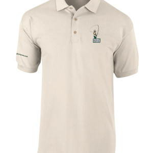 Front view of Polo Shirt in sand from Fishing For Heroes