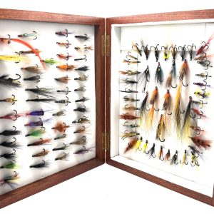 A Beautifully Presented Box (wooden) Of 95 Unused Salmon Flies.