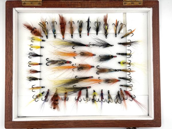 A Beautifully Presented Box (wooden) Of 95 Unused Salmon Flies. - Image 2